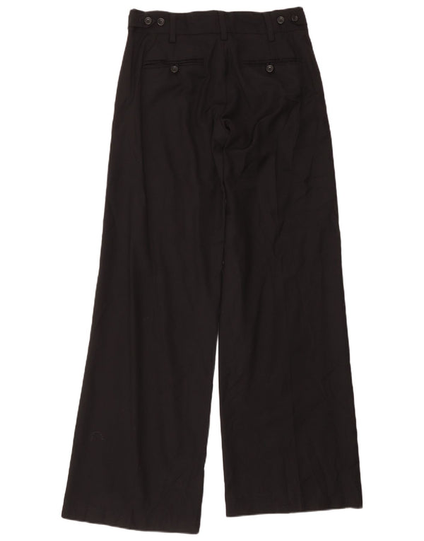 Calça feminina French Connection com perna larga UK 8 pequena W32 L34 preta