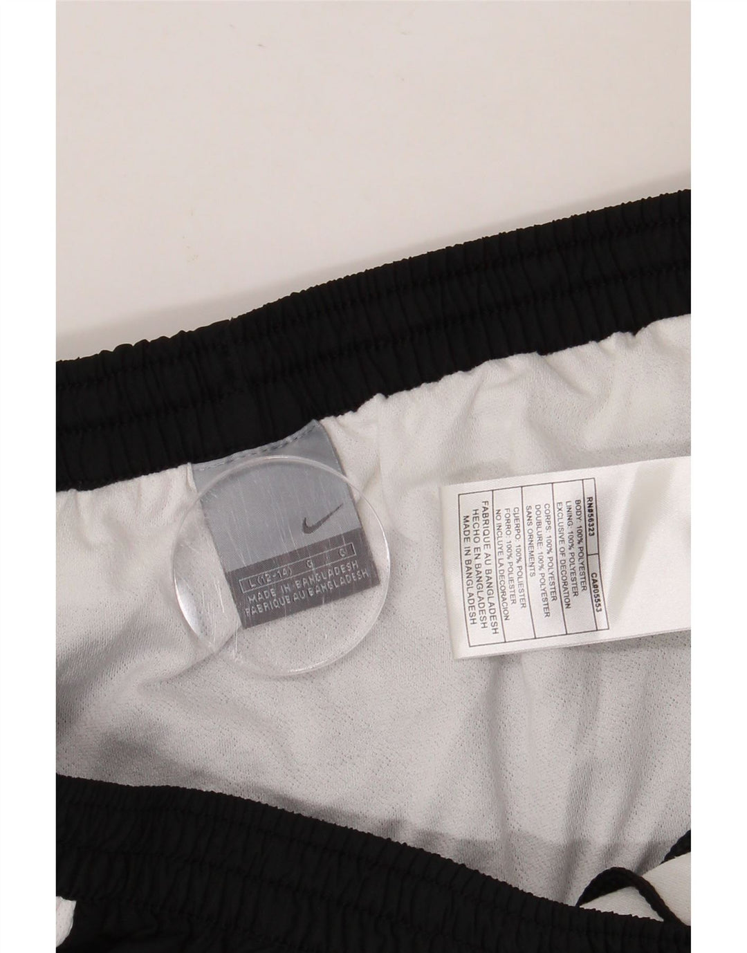 Shorts esportivos femininos NIKE US 12/14 grande preto colorblock poliéster