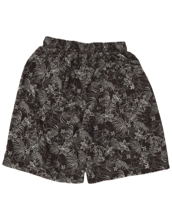 Shorts de natação masculinos Hot Tuna poliéster floral preto médio