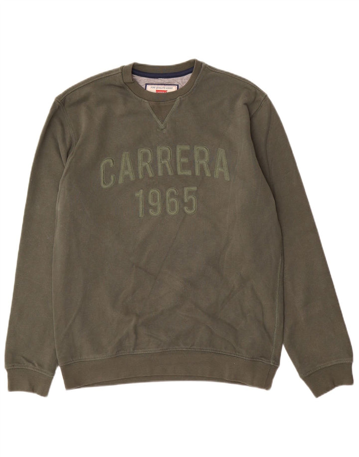 Carrera moletom gráfico masculino jumper pequeno algodão cáqui