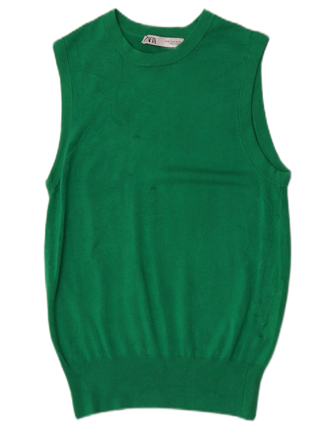Zara Womens Vest Tank Top UK 12 Médio Viscose Verde