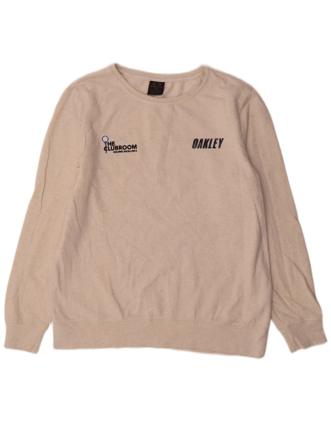 Oakley moletom gráfico masculino jumper grande algodão manchado bege