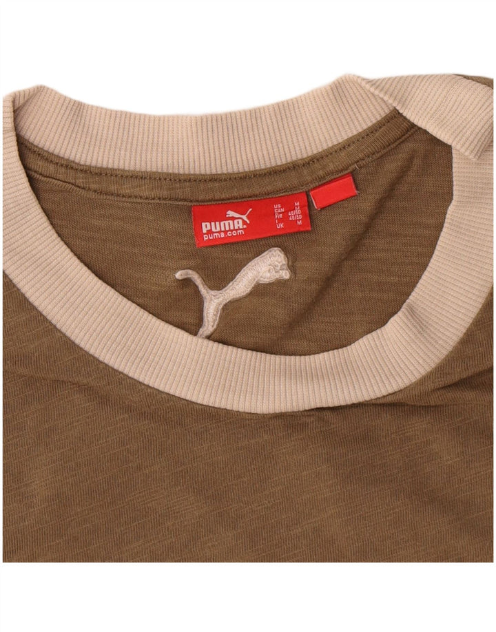 Puma Mens Graphic T-Shirt Top Médio Algodão Marrom