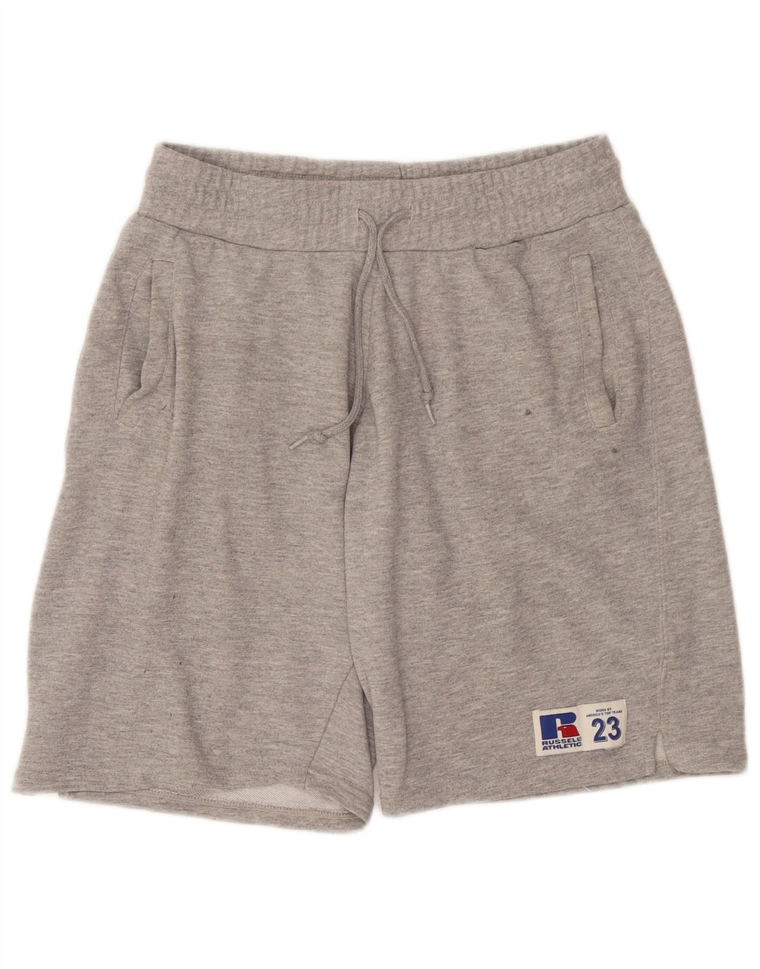 Shorts esportivos masculinos Russell Athletic algodão manchado cinza médio