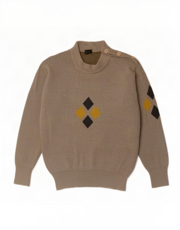 Suéter masculino Ermenegildo Zegna com gola redonda XS cinza Argyle/Diamante
