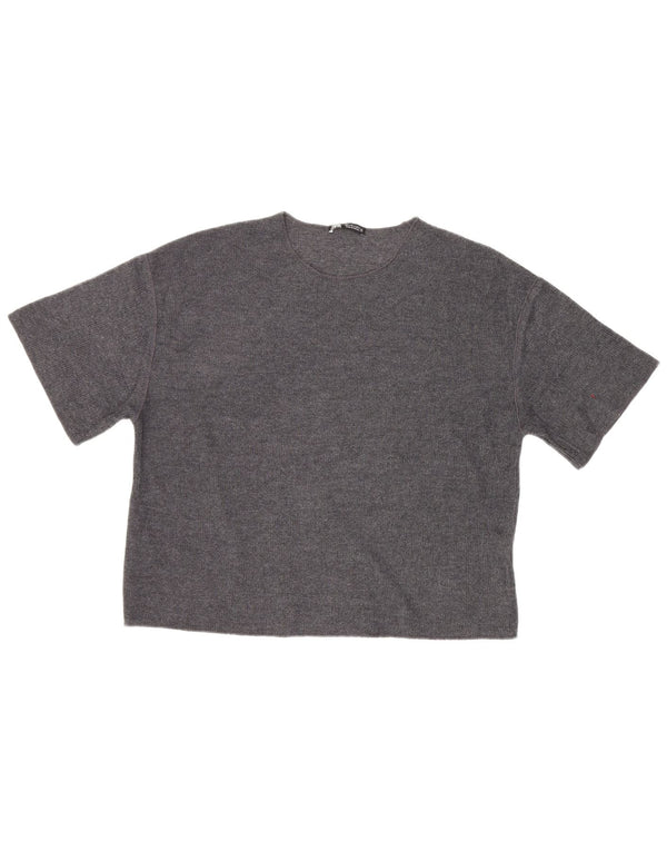 Camiseta feminina grande Zara UK 10 poliéster cinza pequeno
