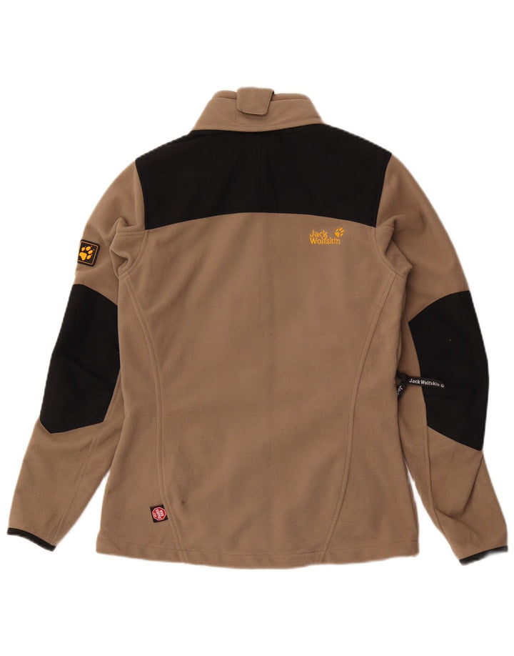 Jaqueta de lã feminina JACK WOLFSKIN UK 10 poliéster colorblock marrom pequeno