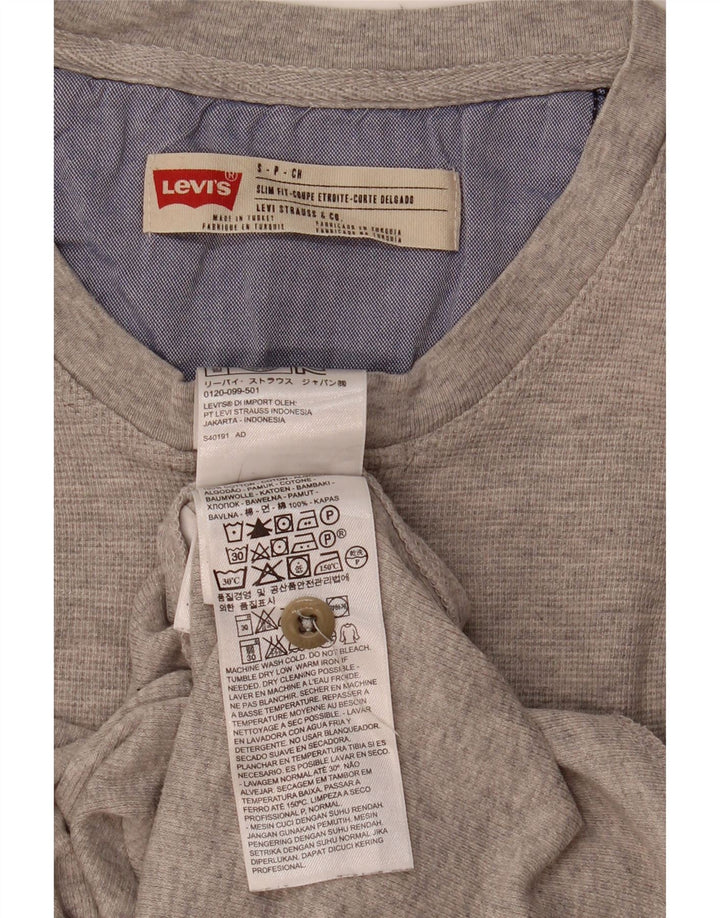 Levi's Mens Slim Fit Top Manga Longa Pequeno Algodão Cinza