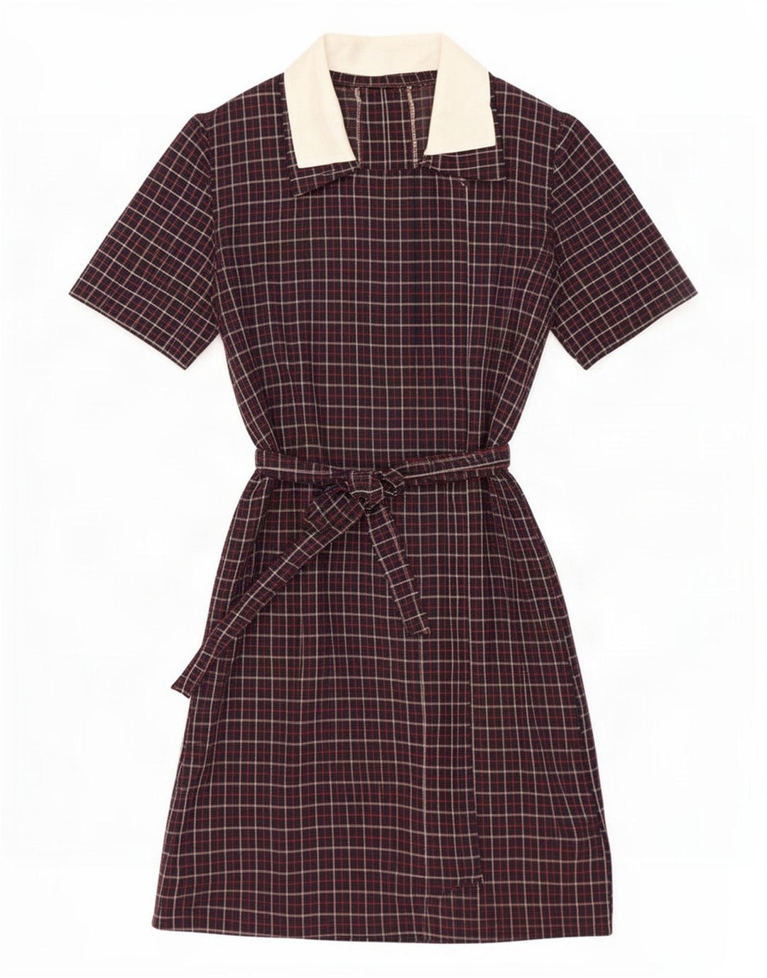Vestido básico feminino vintage UK 12 xadrez azul marinho médio