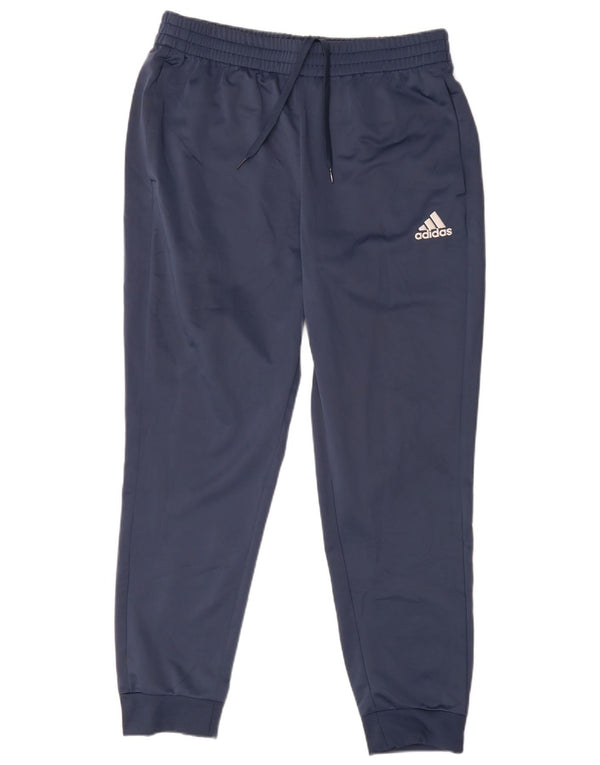 Calça de treino masculina Adidas Joggers UK 44/46 grande azul marinho poliéster