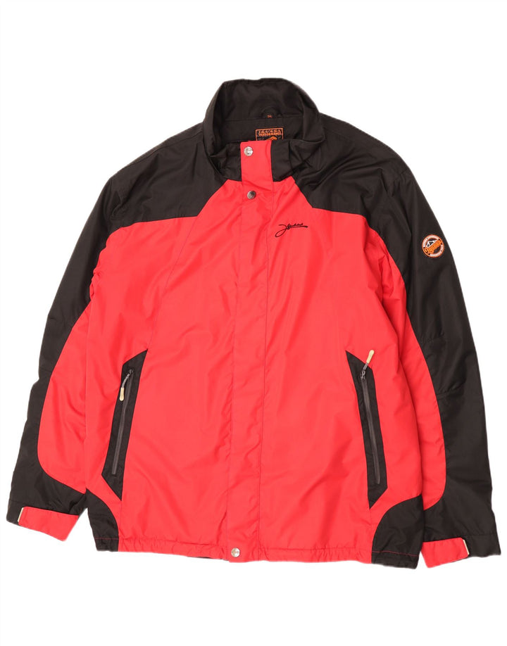 Jaqueta de chuva masculina Iguana UK 46 3XL poliéster colorblock vermelho