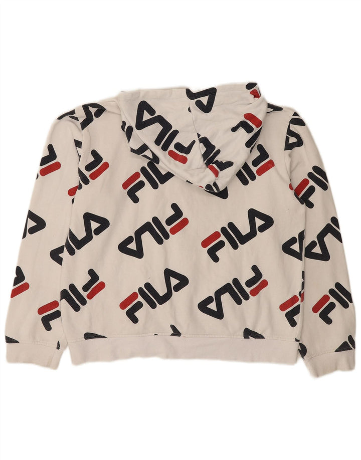 FILA Suéter gráfico feminino com capuz 15-16 anos 2XL algodão branco