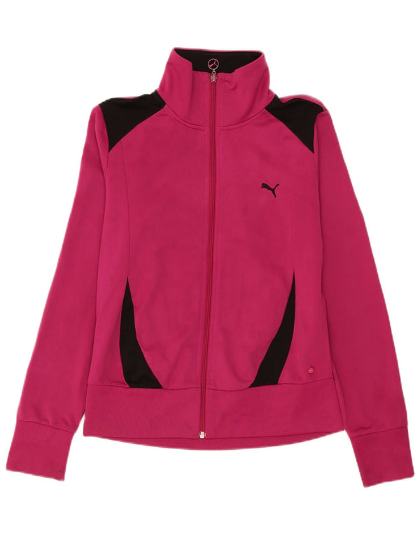 Puma Womens Tracksuit Top Jacket UK 14 Medium Pink Colourblock Poliéster