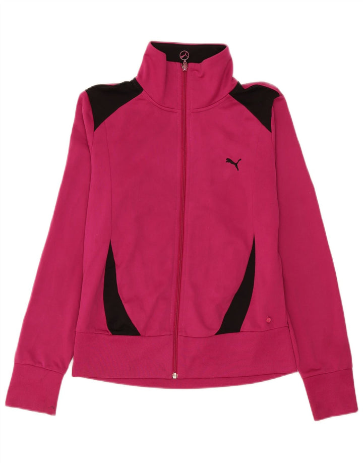 Puma Womens Tracksuit Top Jacket UK 14 Medium Pink Colourblock Poliéster