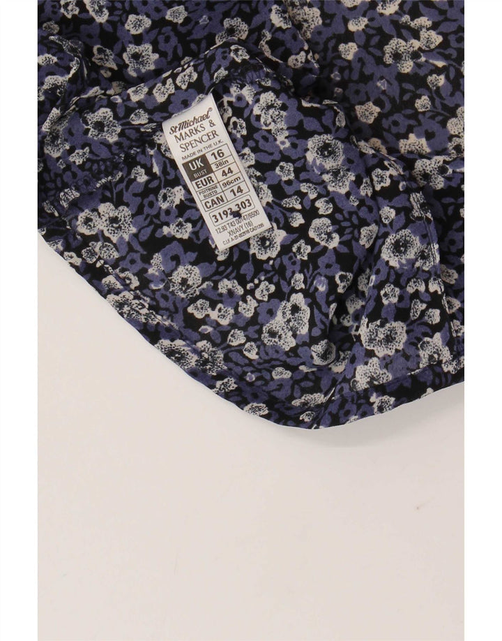 Blusa feminina Marks & Spencer UK 16 grande azul marinho floral