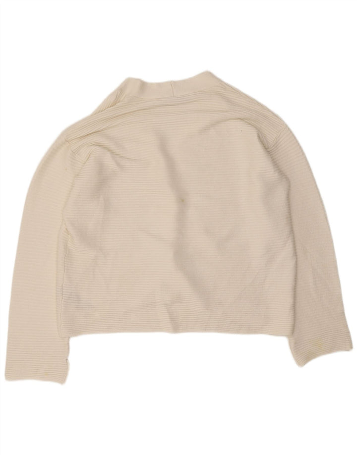 Suéter cardigã feminino grande da Zara Reino Unido 10 viscose branca pequena