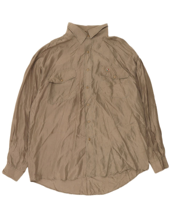 Camisa masculina VINTAGE XL marrom seda