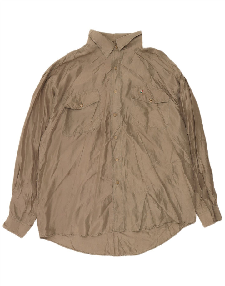 Camisa masculina VINTAGE XL marrom seda