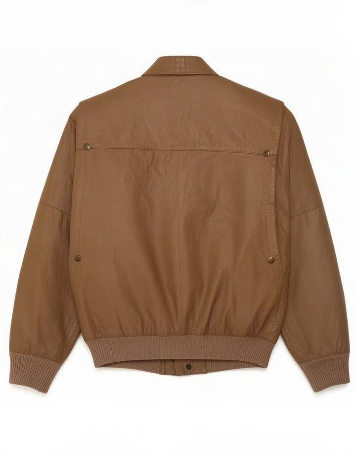Jaqueta de couro masculina vintage IT 48 marrom médio