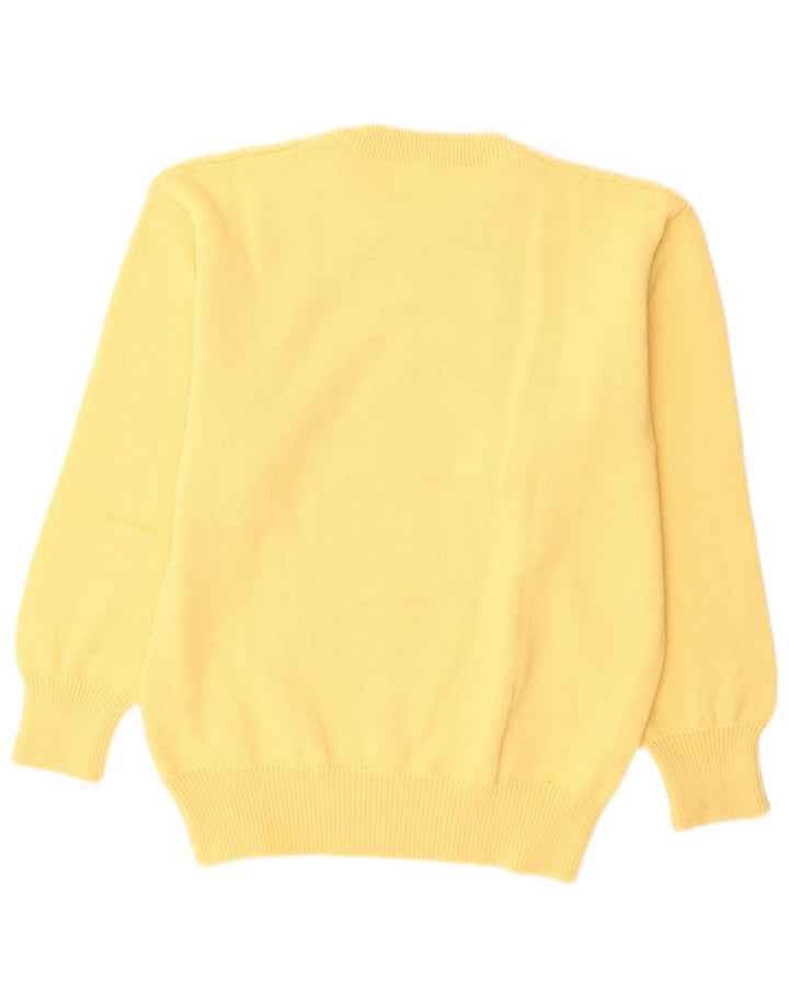 Suéter vintage masculino com gola redonda IT 50 lã amarela média