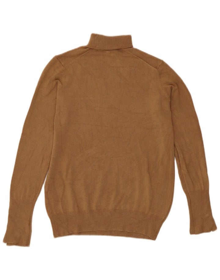 Suéter feminino Zara com gola redonda e viscose bege médio Reino Unido 12