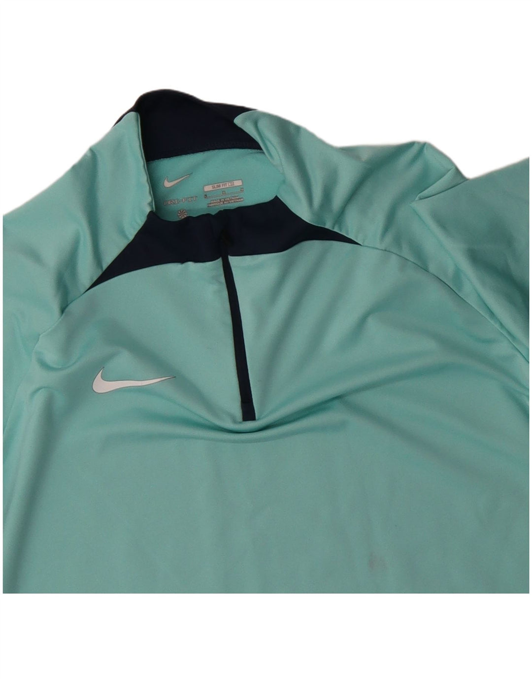 Nike Womens Dri Fit Zip Neck Pullover Treino Top UK 16 Grande Turquesa