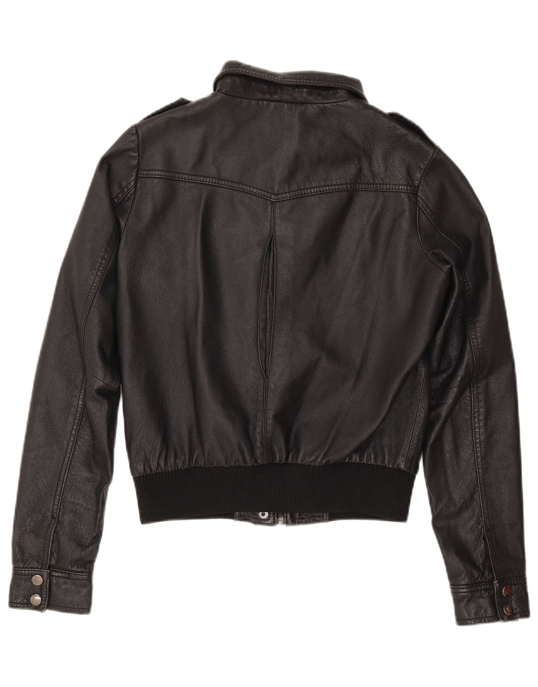 Jaqueta de couro feminina H&M EU 38 couro preto médio