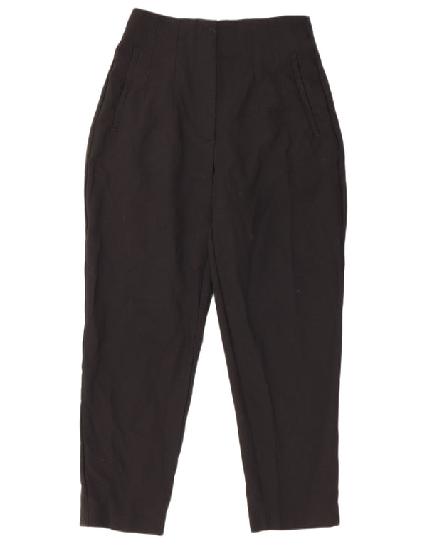 Zara Calça feminina casual de cintura alta cônica média W28 L25 preta