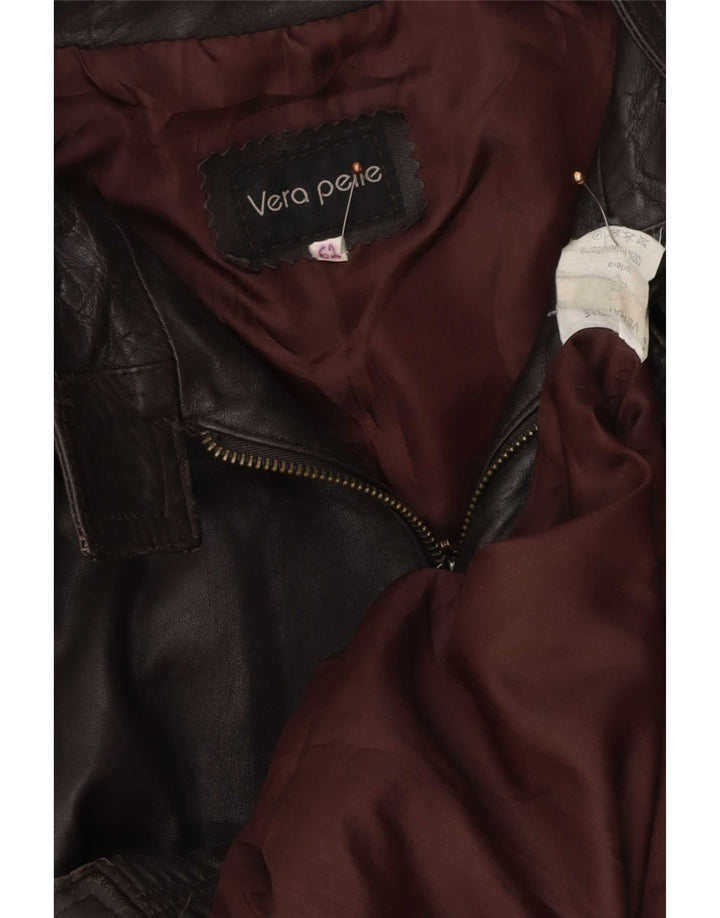 Jaqueta de couro masculina vintage IT 62 4XL preta