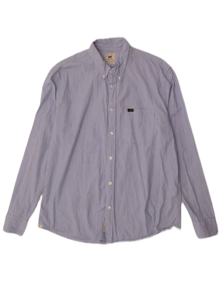 Camisa masculina LEE Regular Fit XL algodão listrado azul
