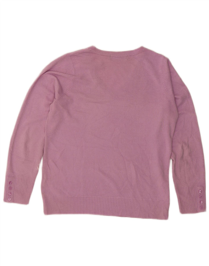 Suéter feminino Marks & Spencer com decote em V Reino Unido 12 acrílico roxo médio