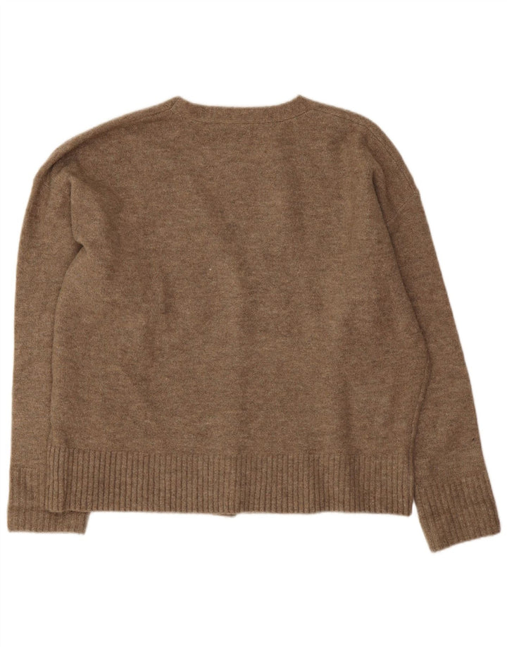 Zara Suéter Cardigan Oversized Feminino Reino Unido 14 Acrílico Marrom Médio