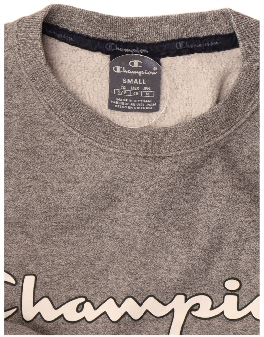 Champion feminino gráfico oversized moletom jumper UK 10 pequeno cinza