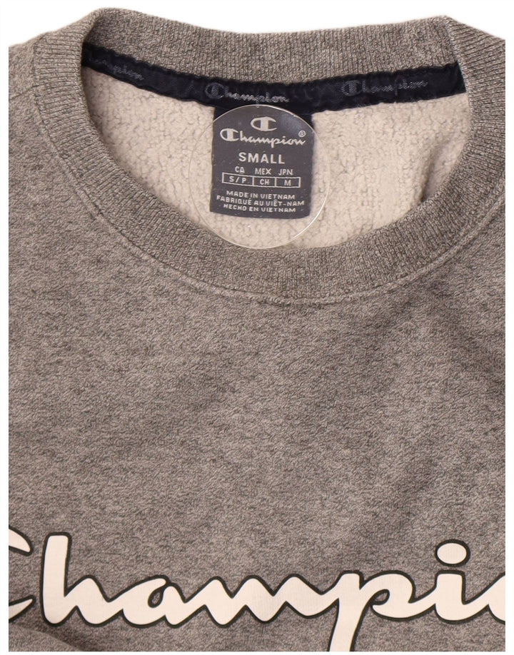 Champion feminino gráfico oversized moletom jumper UK 10 pequeno cinza