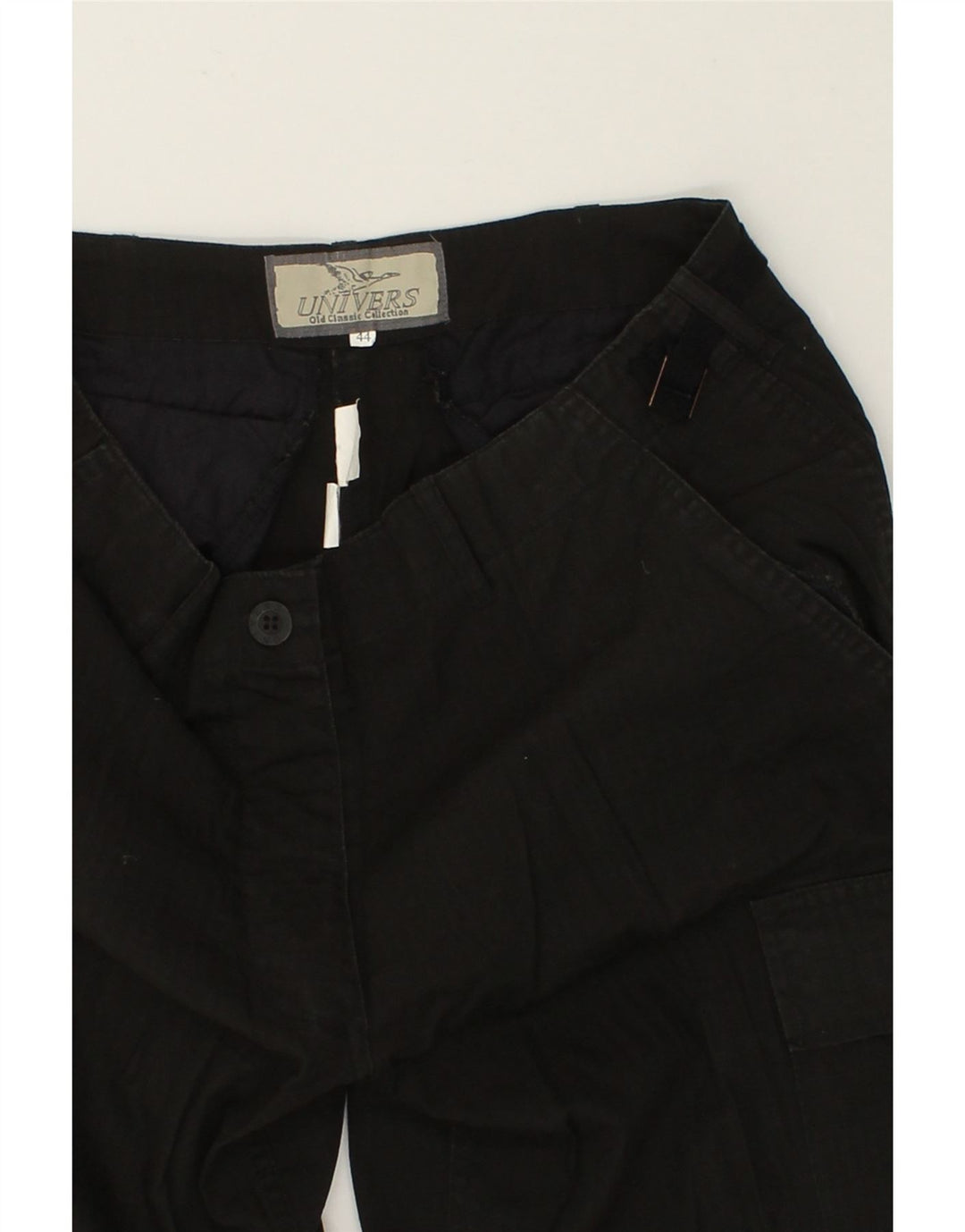 UNIVERS Womens Straight Cargo Trousers IT 44 Medium W30 L31 Black Cotton Vintage Univers and Second-Hand Univers from Messina Hembry 