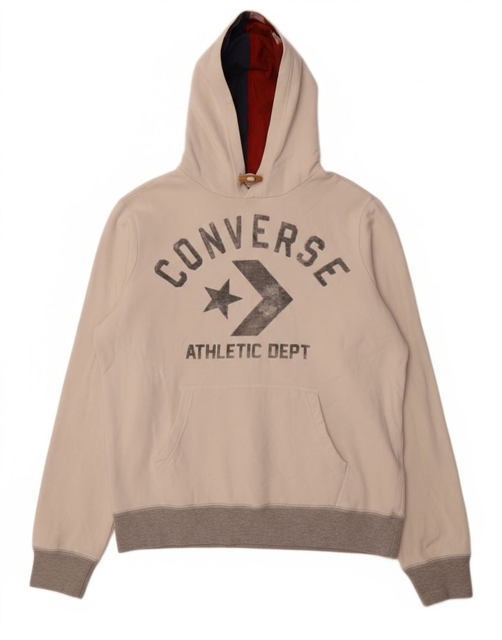 Jumper feminino com capuz gráfico CONVERSE UK 14 algodão branco médio
