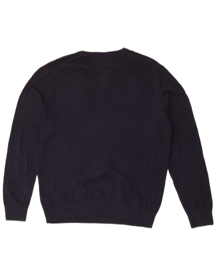 Suéter masculino Lacoste com decote em V tamanho 5 grande lã azul marinho