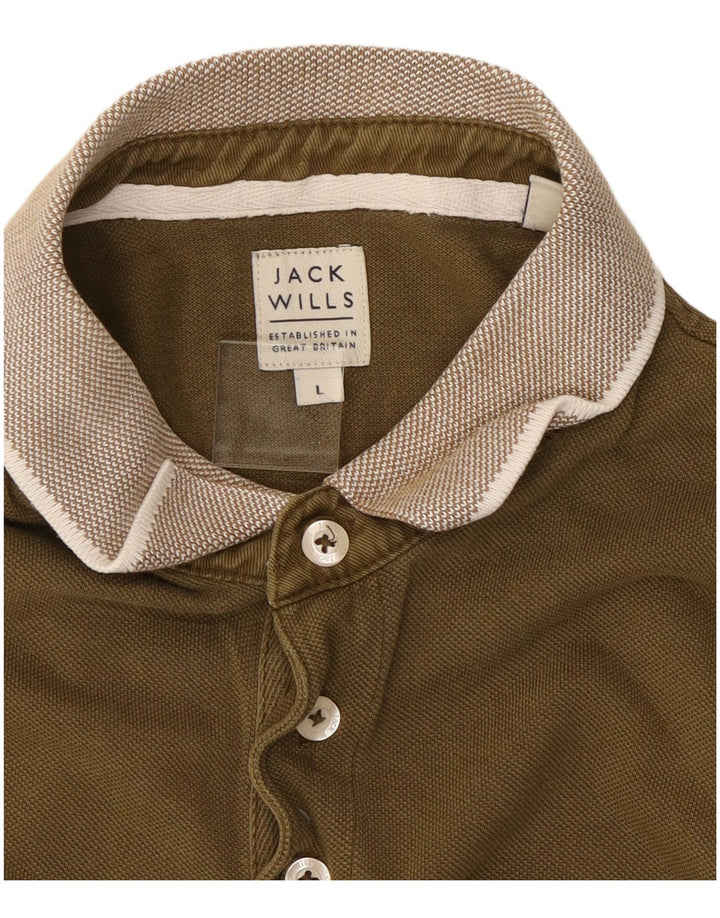 Camisa polo masculina JACK WILLS grande algodão cáqui