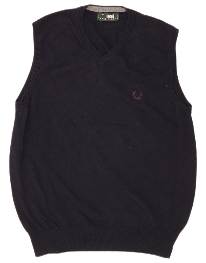 Regata masculina Fred Perry com colete grande de lã azul marinho