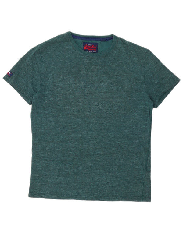 Camiseta gráfica masculina Superdry Top grande algodão manchado verde