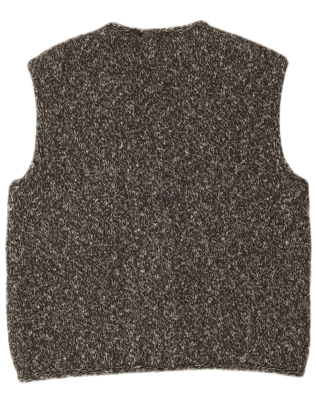 Colete feminino vintage de malha UK 16 grande lã manchada cinza