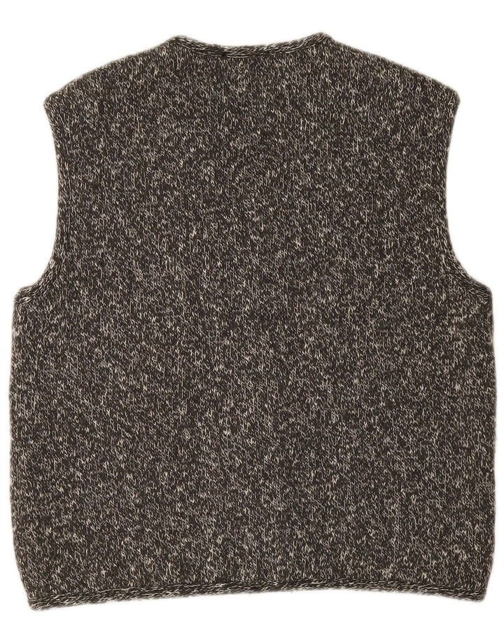 Colete feminino vintage de malha UK 16 grande lã manchada cinza