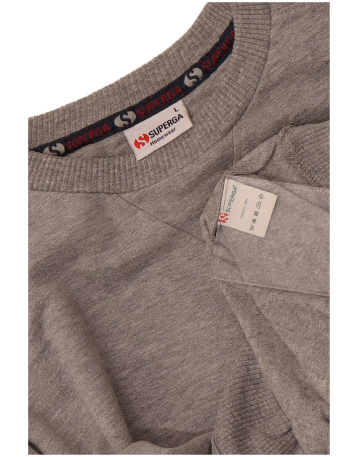 Superga moletom masculino jumper grande algodão manchado cinza