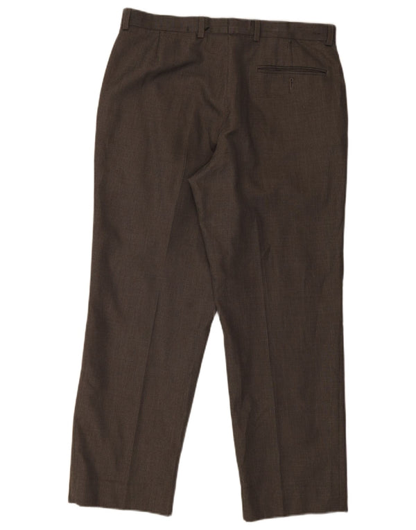 Calça masculina de terno reto Marks & Spencer W34 L29 poliéster cinza