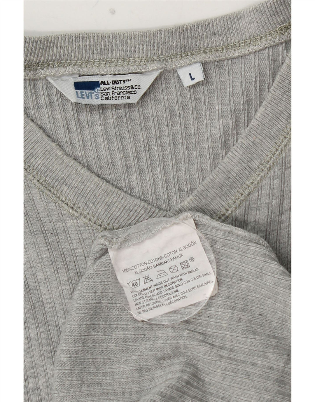 LEVI'S Top masculino de manga comprida grande algodão cinza