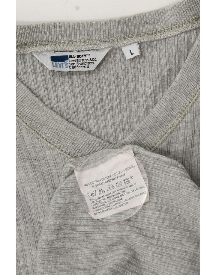LEVI'S Top masculino de manga comprida grande algodão cinza