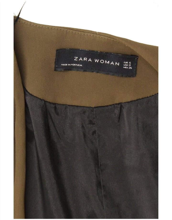 ZARA Womens Open Blazer Jacket UK 10 Pequeno Caqui