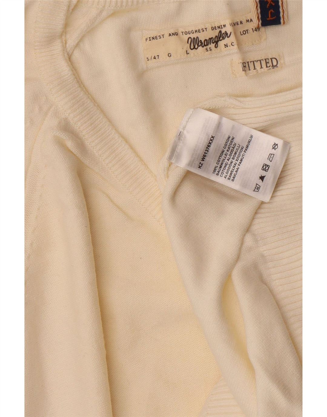 Suéter masculino WRANGLER com decote em V XL de algodão branco