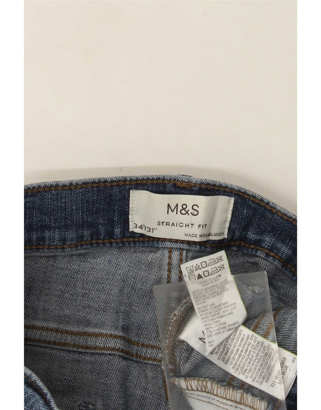 Jeans retos masculinos Marks & Spencer W34 L31 algodão azul