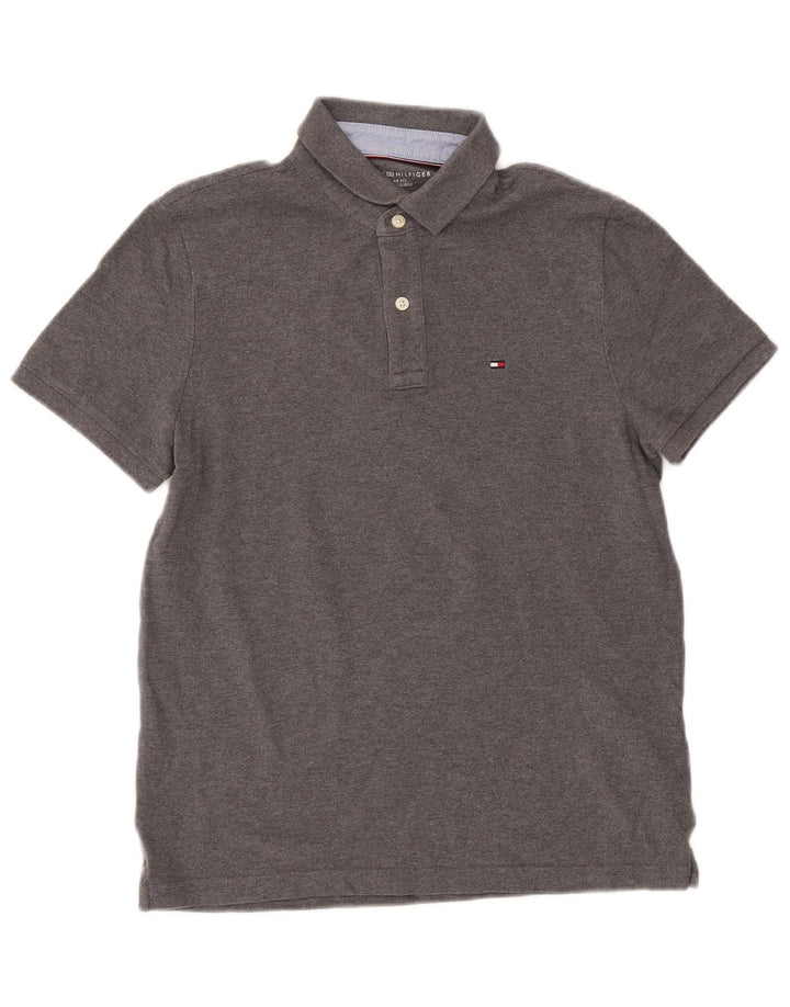 Camisa polo masculina Tommy Hilfiger Regular Fit pequena algodão cinza